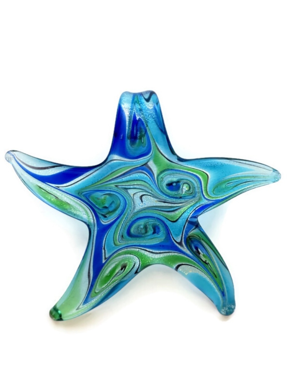 As Low As $2 Large Aqua Silvery Starfish Handmade Lampwork Glass Pendant 65x56mm